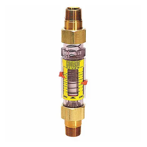 Badger Meter Hedland Variable Area EZ-View Water Flow Meter, Radel Body, 3/4 in. Male NPTF Swivel Brass Fitting, 4 to 28 GPM