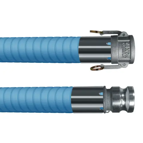 Kuriyama T519OE 2 in. Acid/Chemical & DEF UHMWPE Tube 240 PSI Corrugated Suction and Discharge Hose Assembly w/ Stainless Steel Female Coupler x Male Adapter Ends