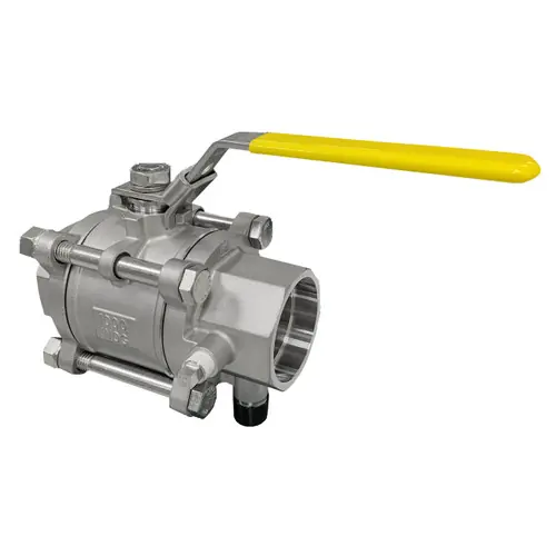 Jomar Valve T-SS-1000N-4B  Propane Truck 2 in. NPT 3-Piece 4 Bolt Stainless Ball Valve, Swing Out Body, Full Port, Socket Weld Connection w/Drain Tap, 1000 PSI