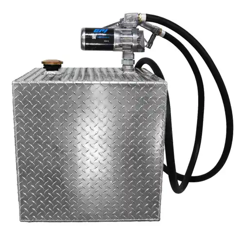 55 Gallon Aluminum Square Fuel Transfer Tank w/ GPI 20 GPM Pump (12V DC)