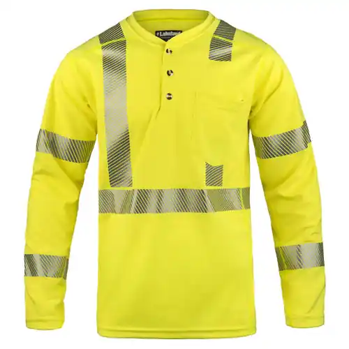 Lakeland HSAT Series High Perf. FR Long Sleeve Henley Knit Shirt. Hi-Vis Yellow