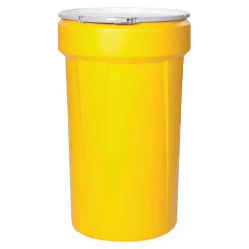 Justrite Eagle 1655 57 Gal. Lab Pack Open Head Drum, Plastic Lever-Lock, Yellow