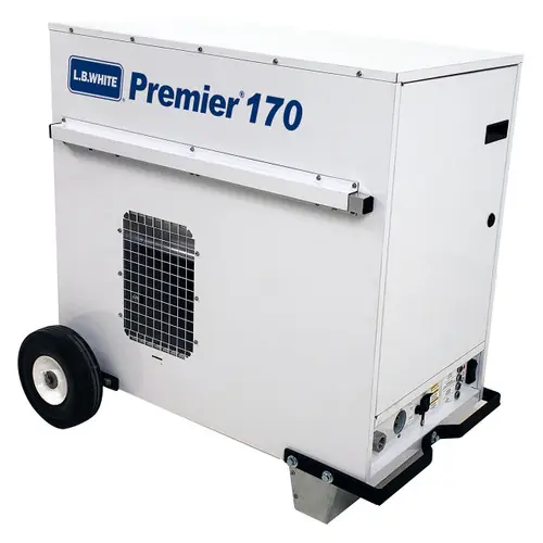 L.B. White Premier 170 2.0 Enclosed Flame Ductable 170,000 BTU LP Heater w/Thermostat and Hose