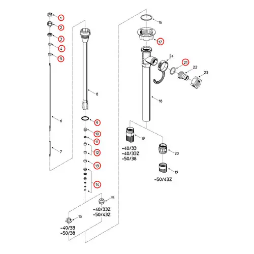 Flux 400 Series F430PVDF 50/38 39 Pump Maintenance Rebuild Kit