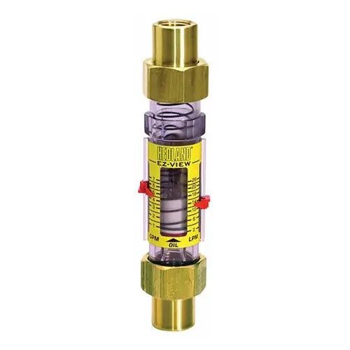 Badger Meter Hedland Variable Area EZ-View Oil Flow Meter, Polysulfone  Body, 3/4 in. Male NPTF Swivel Brass Fitting, 1.0 to 10 GPM