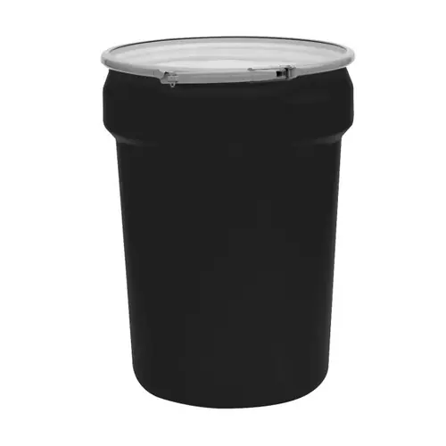 Justrite Eagle 1601BLK 30 Gal. Lab Pack Open Head Drum, Plastic Lever-Lock, Black