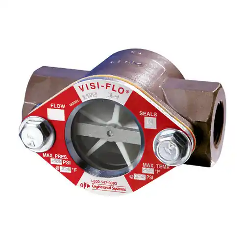 OPW VISI-FLO 1400 1/2 in. FNPT Carbon Steel Sight Flow Indicator w/ Neoprene Seal - Propeller