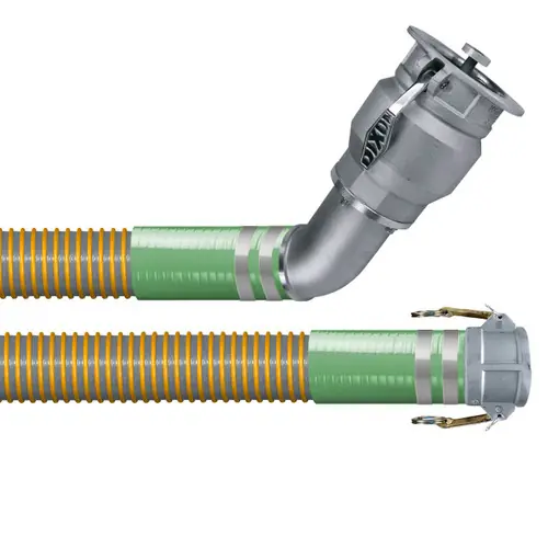 Kuriyama VaporFlex 4 in. Heavy Duty Reinforced Vapor Recovery Hose Assemblies w/ Part C Female Coupler x 45° Rigid Dixon VR4040CS-AL45 Ends
