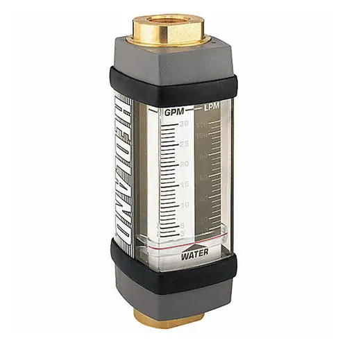 Badger Meter Hedland Variable Area Water Flow Meter, 3/4 in. Female NPTF Brass Fitting