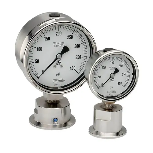 NOSHOK 10 Series 2 1/2 in. Dial HD Sanitary Pressure Glycerin Filled Gauge, 2 in. Tri-Clamp Bottom Mount, 300 PSI