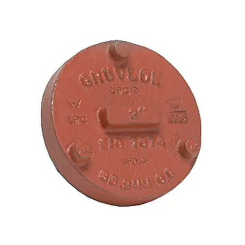 Anvil Gruvlok Ductile Iron 4 in. Pipe Cap Fitting, Grooved End, Ptd. Orange - Fig. 7074