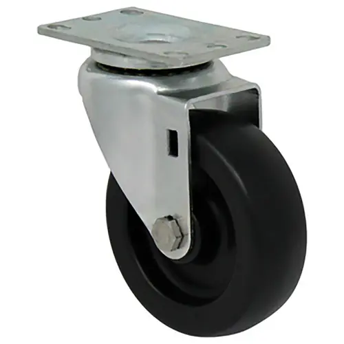 Durable Superior 4 in. x 1 1/4 in. Light-Medium Duty Swivel Caster, Black Plastic , Plate Mount