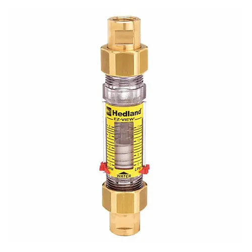 Badger Meter Hedland Variable Area EZ-View Water Flow Meter, Radel Body, 1/2 in. Female Brass NPT Fitting