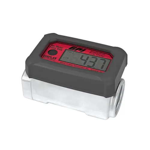 GPI 01A52LM Series 1 in. BSPP Digital Inline Fuel Meter - Liters