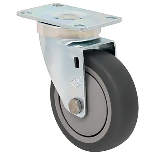 Durable Superior 4 in. x 1 1/4 in. Light-Medium Duty Swivel Caster, Gray Thermo-Pro™ Rubber w/Dust Cover , Plate Mount