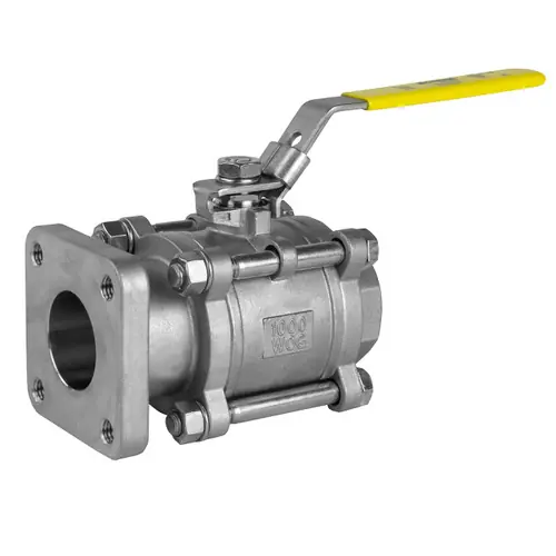 Jomar Valve T-SS-1000N-4B Series 2 in. NPT 3-Piece 4 Bolt Stainless Ball Valve, Swing Out Body, Full Port, Square Flange x Threaded Connection, 1000 PSI