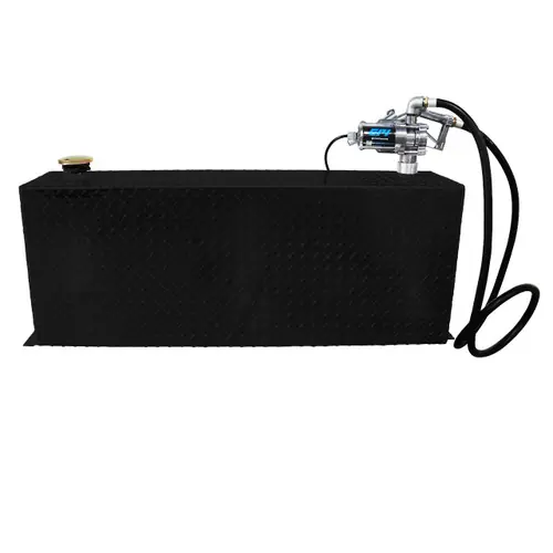 38 Gallon Aluminum Rectangle Fuel Transfer Tank w/ GPI 8 GPM Pump (12V DC) - Black Powder Coated