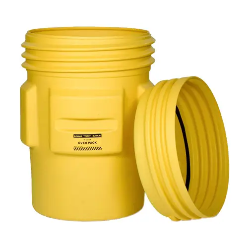 Justrite Eagle 1690 95 Gal. Overpack w/Screw-On Lid, Yellow