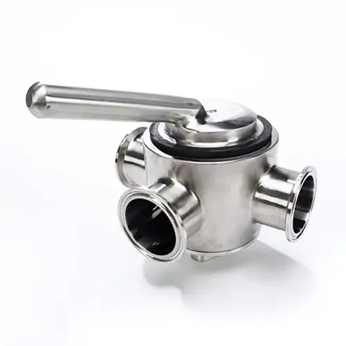 JME SS11MPR3WAY Series 1 1/2" Rubber 3-Way Clamp Plug Valve, 316 Stainless