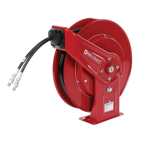 Reelcraft 3/8 in. X 30 ft. TH7000 Series Twin Hydraulic Oil Hose Reel- Reel & Hose
