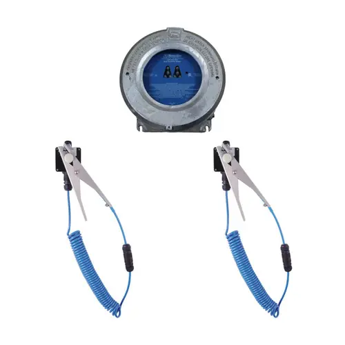 Newson Gale Earth-Rite® DGS Dual Channel Static Grounding System, Two (2) 32 ft. Spiral Cables & Two (2) Heavy Duty Grounding Clamps