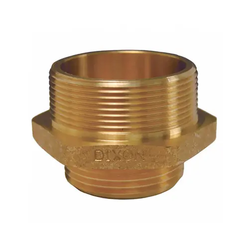 Dixon Male to Male Reducer Hex Nipple, 2 in. NPT x 1 1/2 in. NST, Domestic Brass