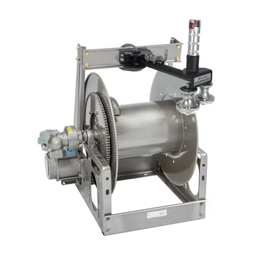 Hannay Reels PBGMT Series 12V DC Power Rewind LP Gas Hose Reel w/ Top Mounted Guidemaster, Reel Only, 1 in. x 200 ft., EPBGMT18-33-34