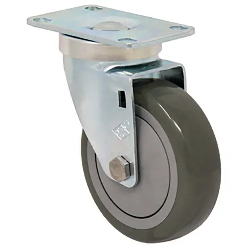 Durable Superior 4 in.  x 1 1/4 in. Light-Medium Duty Swivel Caster, Gray Poly -Pro™ w/Dust Cover, Plate Mount