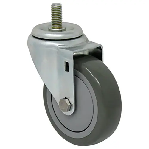 Durable Superior 4 in. x 1 1/4 in. Light Duty Swivel Caster, Gray Polyurethane , Threaded Stem Mount