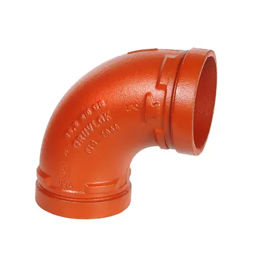 Anvil FIG 7050 Gruvlok® Ductile Iron 6 in. Nominal Size 90-Degree Elbow Grooved-End Fitting, Ptd. Orange