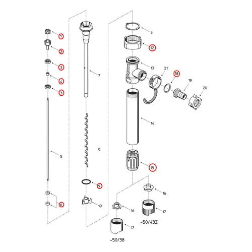 Flux 400 Series F424PVDF 50/38_43Z Pump Maintenance Rebuild Kit