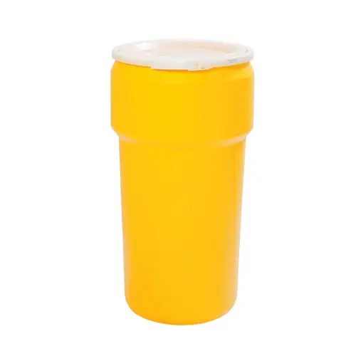 Justrite Eagle1623 20 Gal. Lab Pack Open Head Drum, Plastic Lever-Lock, Yellow