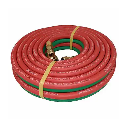 Continental Contitech 1/4 in. Twin-Line Welding Grade R Hose, Red/Green- Coupled Assembly
