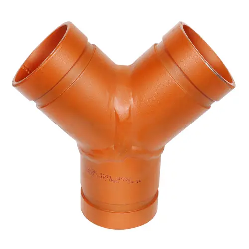 Anvil FIG 7071 Gruvlok® Grooved-End True Wye Fittings, Ductile Iron Ptd. Orange