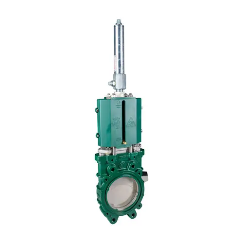 Metaltecnica 8 in. Cast Iron ANSI Flanged Gate Valve w/ Stainless Steel Knife - Double Acting Hydraulic Cylinder