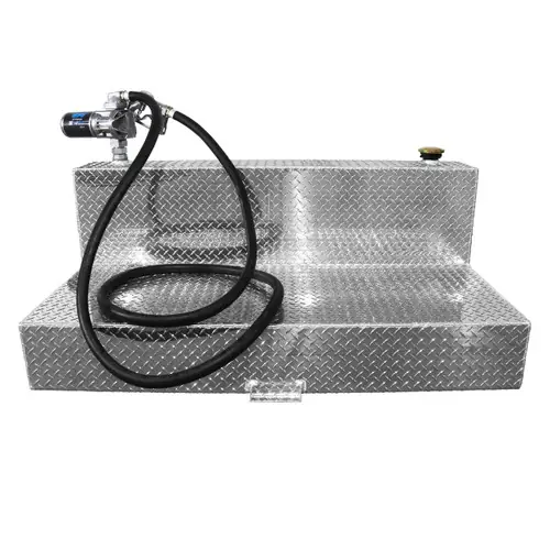 100 Gallon Aluminum L-shape Fuel Transfer Tank w/ GPI 20 GPM Pump (12V DC)