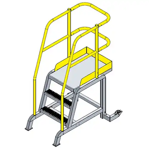 Erectastep TR36 Assembled Roll-A-Step 3 Step Ladder, 24 in. W x 36 in. D Platform
