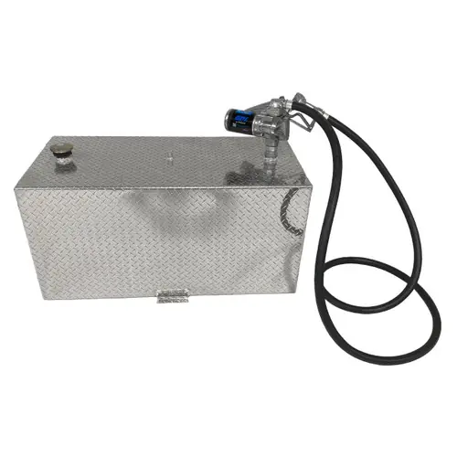 110 Gallon Aluminum Rectangle Fuel Transfer Tank w/ GPI 20 GPM Pump (12V DC)