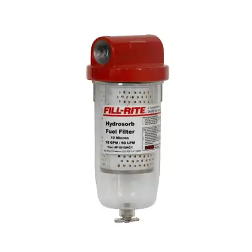Fill-Rite F1810HC1 1 in. 10 Micron Hydrosorb Filter, - 12 UNF, 18 GPM, Clear Bowl