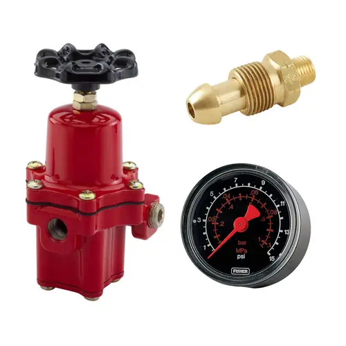 Emerson Fisher 67CH Series MPOL x 1/4 in. MNPT Aluminum High-Pressure Regulator w/ Handwheel Adjustment & Pressure Gauge, 0 - 60 PSI, 600K BTU/HR