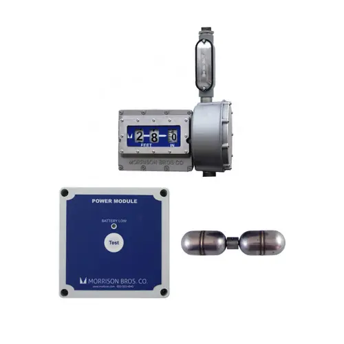 Morrison Bros. Model 1619 Mechanical Vertical Tank Top Gauge w/ Standard Float & Level Alarm Relay - Up to 50 ft. - Feet & Inches