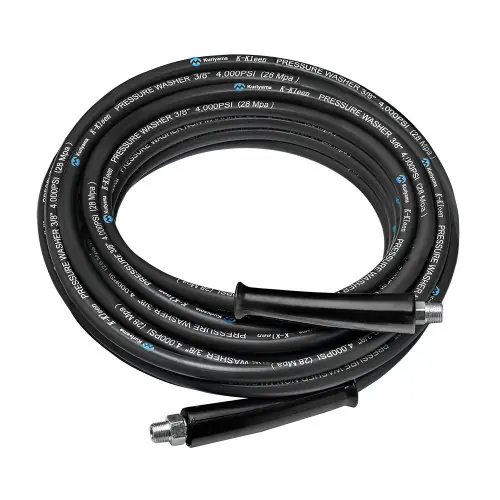 Kuriyama K-Kleen KK4PW 3/8 in. Pressure Washer Hose Assembly w/ Rigid MNPT x Swivel MNPT Ends, Black