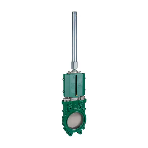 Metaltecnica 6 in. Cast Iron ANSI Flanged Gate Valve w/ Stainless Steel Knife - Single Acting Hydraulic Cylinder