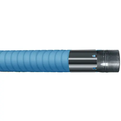 Kuriyama T519OE 2 in. Acid/Chemical & DEF UHMWPE Tube 240 PSI Corrugated Suction and Discharge Hose Assembly w/ Stainless Steel Male NPT Ends