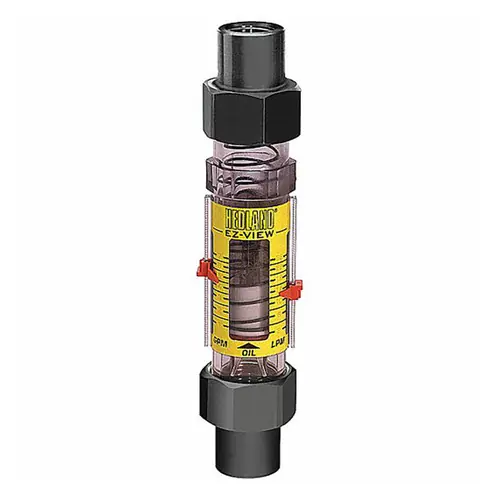 Badger Meter Hedland Variable Area EZ-View Water Flow Meter, Polysulfone Body, 1 in. Socket Weld PVC Fitting, 1 to 10 GPM