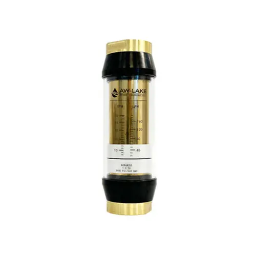 AW-Lake B3B6WB10 1/4 in. - 1/2 in. Port 1/2 in. NPTF Basic Inline Liquid Variable Area Flow Meter - Brass, 1 to 10 GPM