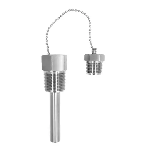 Reotemp ST Series Threaded Thermowell for Temperature Probe w/Plug & Chain, 3/4" NPT, 316 Stainless Steel