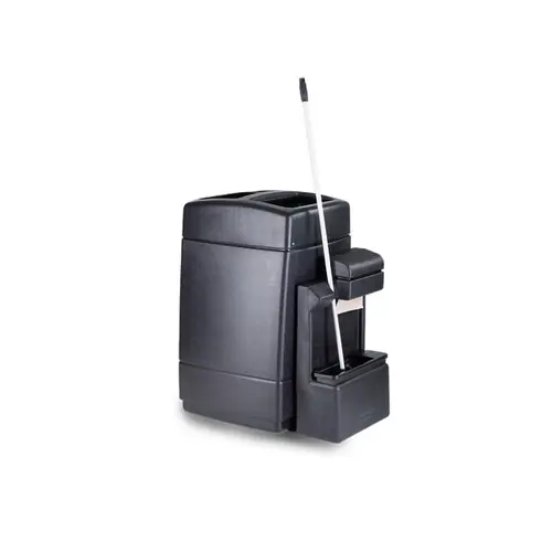 Commercial Zone Tahiti Truck Stop Waste & Windshield Square Single Service Center w/Open-Top Lid, 55 Gallon, Black
