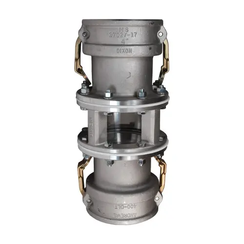Dixon 4 in. Aluminum Hose Inline Sight Glass w/ 4 in. Cam & Groove Coupler x Coupler