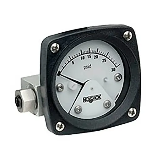 NOSHOK 1100 Series 4 1/2 in. Dial SS Differential Pressure Gauges w/ 1/4 in. FNPT, Back Mount, 0 to 25 PSI